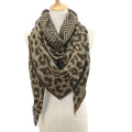 Lenço feminino de inverno quente de cashmere com estampa de leopardo com triângulos embrulhados xale longo e lenços de capa estola